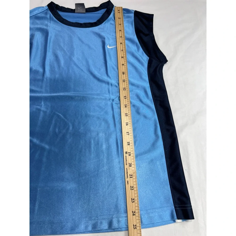 Nike Sleeveless Shirt Kids L Blue Swoosh Athletic‎ Gym Training Basketball A72